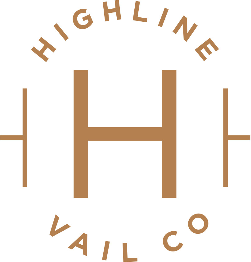 Highline Vail Co logo featuring a stylized "H" in gold, representing premium outdoor experiences in Vail, Colorado.