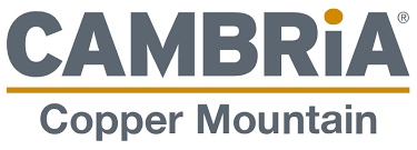 Cambria Hotel logo for Copper Mountain, highlighting lodging options for outdoor enthusiasts near ski and bike rental services in Colorado.