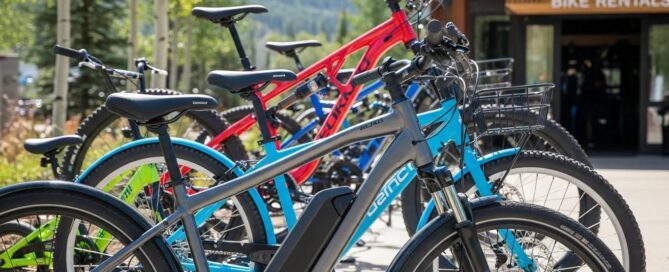 Variety of bike options available for rent at Highline Vail including E-bikes and mountain bikes