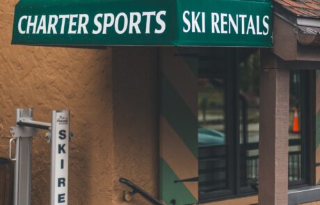 Charter Sports Ski Rentals at Lion Square Lodge next to the Eagle Bahn Gondola in Lionshead, Vail